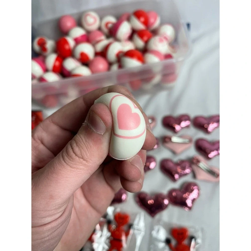 Bulk Favor Lot 85 Valentine Stress Balls 15 Glitter Heart Clips 10 Bendy Figures